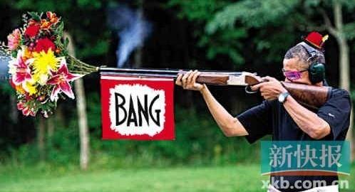 惡搞奧巴馬：美國網友“神PS”惡搞奧巴馬持槍射擊圖片