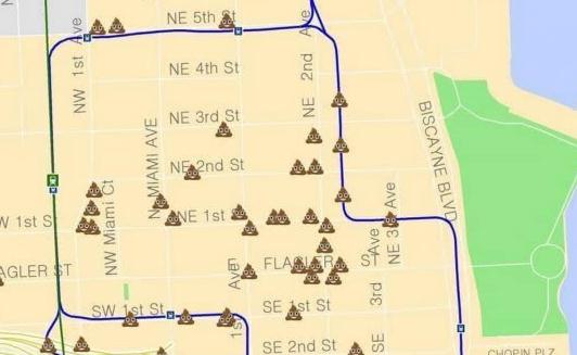 口味太重，美國邁阿密發布人屎地圖