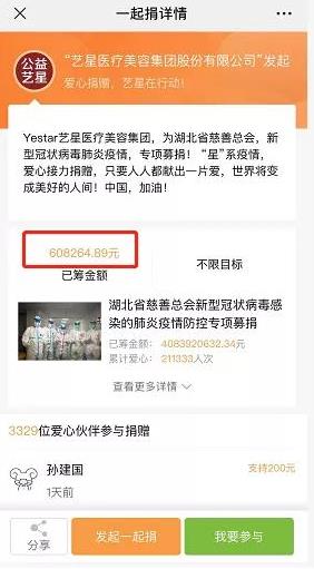 杭州藝星整形醫院報道：藝星集團19城聯動，23家機構近4000人捐款160萬支援武漢戰疫